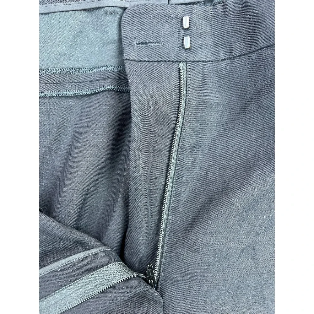 Lafayette 148 New York Pants Womens 14 Black Linen Tapered Ankle PD72R-1W64
